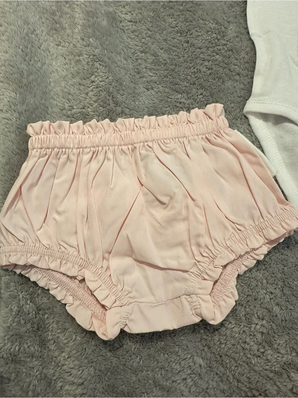 Mud Pie White Bodysuit with Pink Bloomers and White Bow